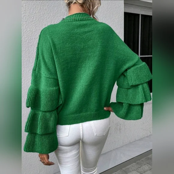 Green Bell Sleeve Sweater - Picture 2 of 3